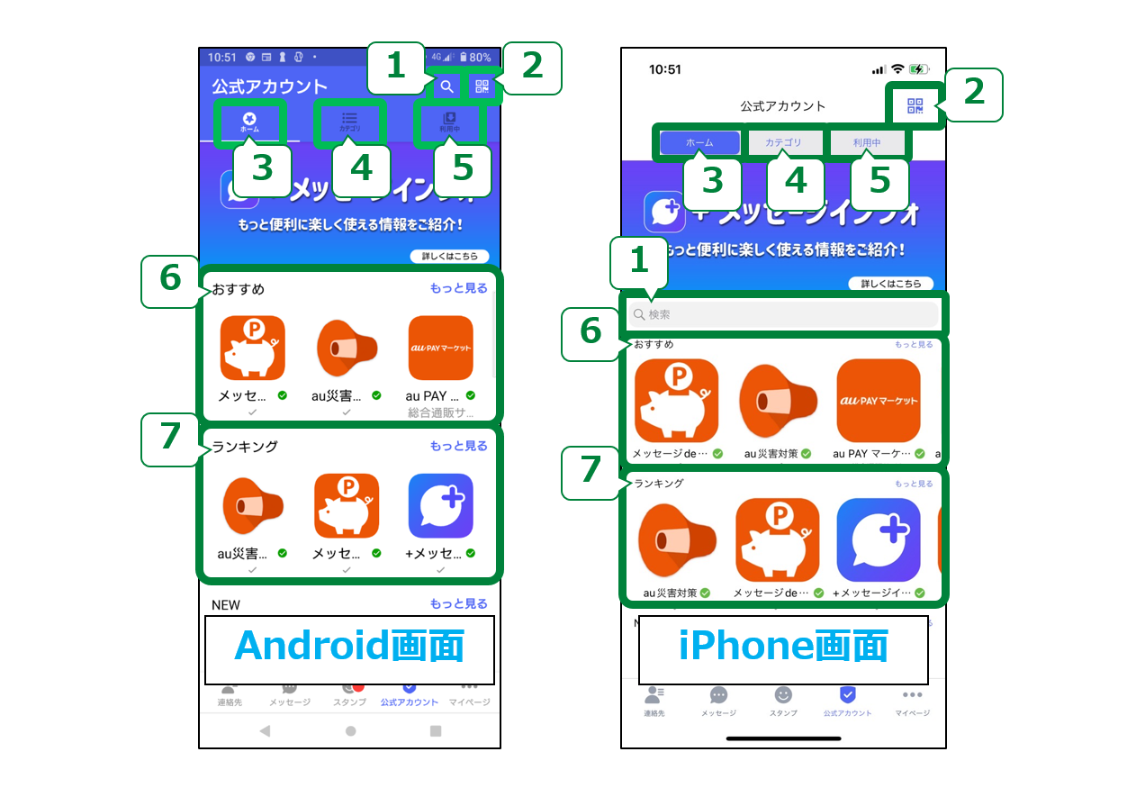 公式アカウント画面詳細