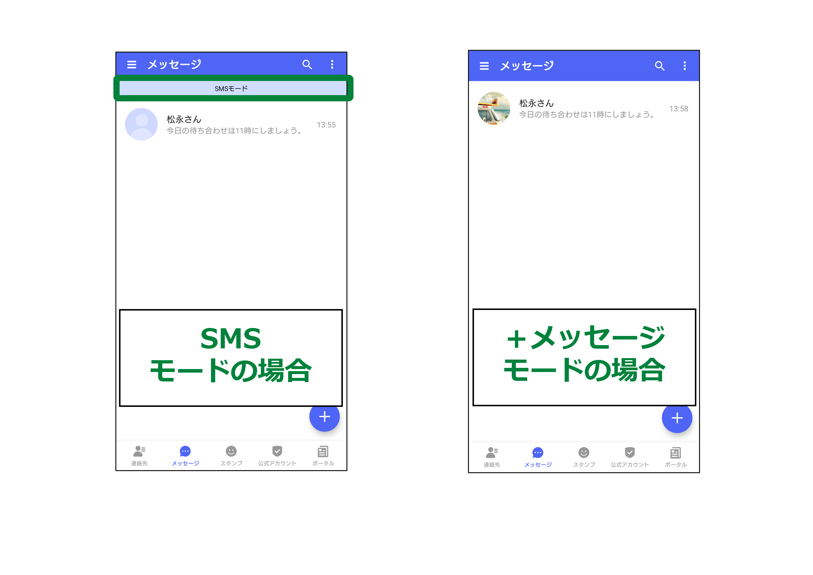 SMSモードとプラメモードの違い画像